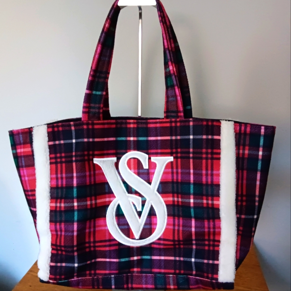 Victoria's Secret Plaid Tote Bag - Red and Green